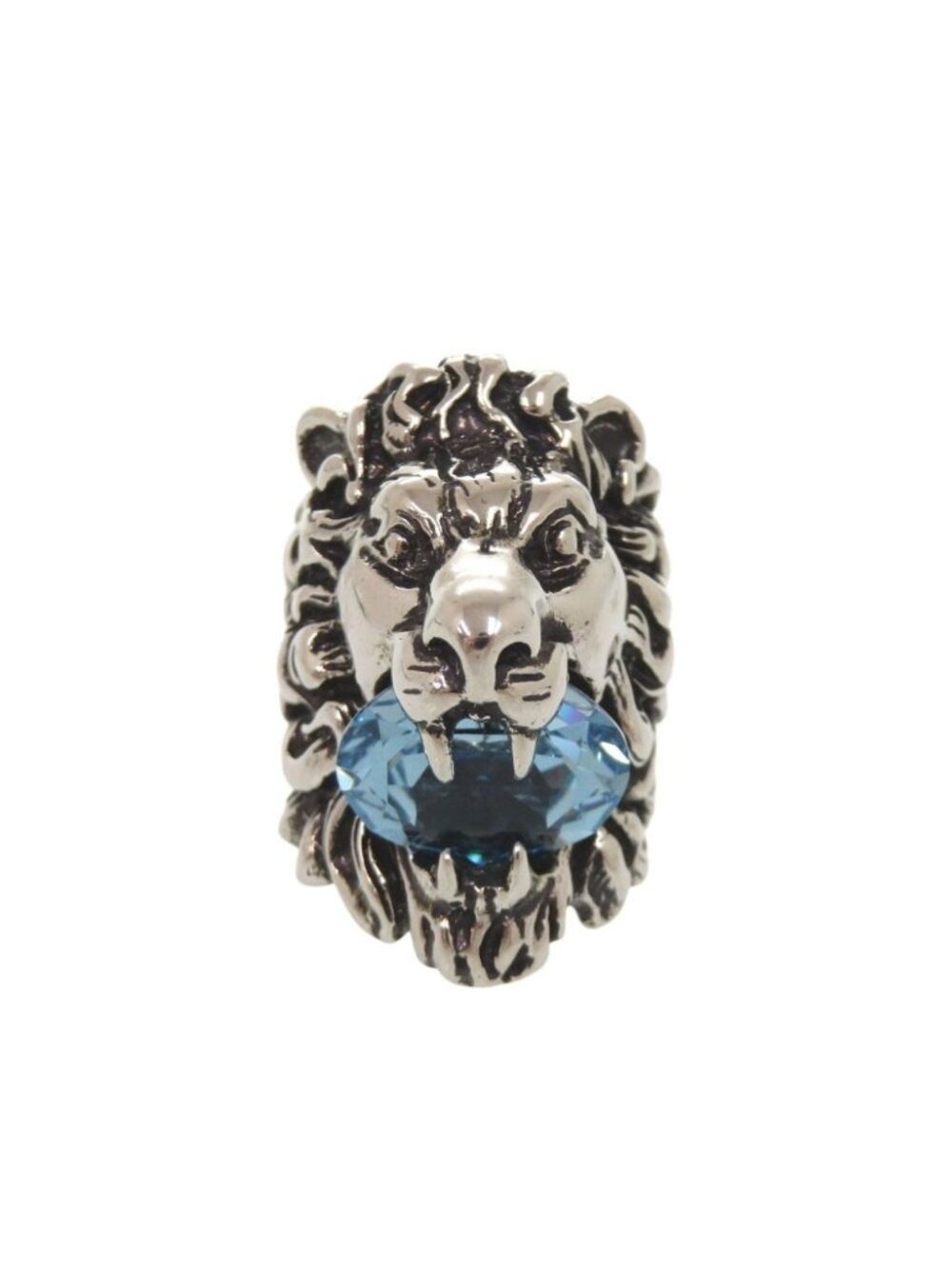 Gucci Lion Head Metal Stone Silver Ring